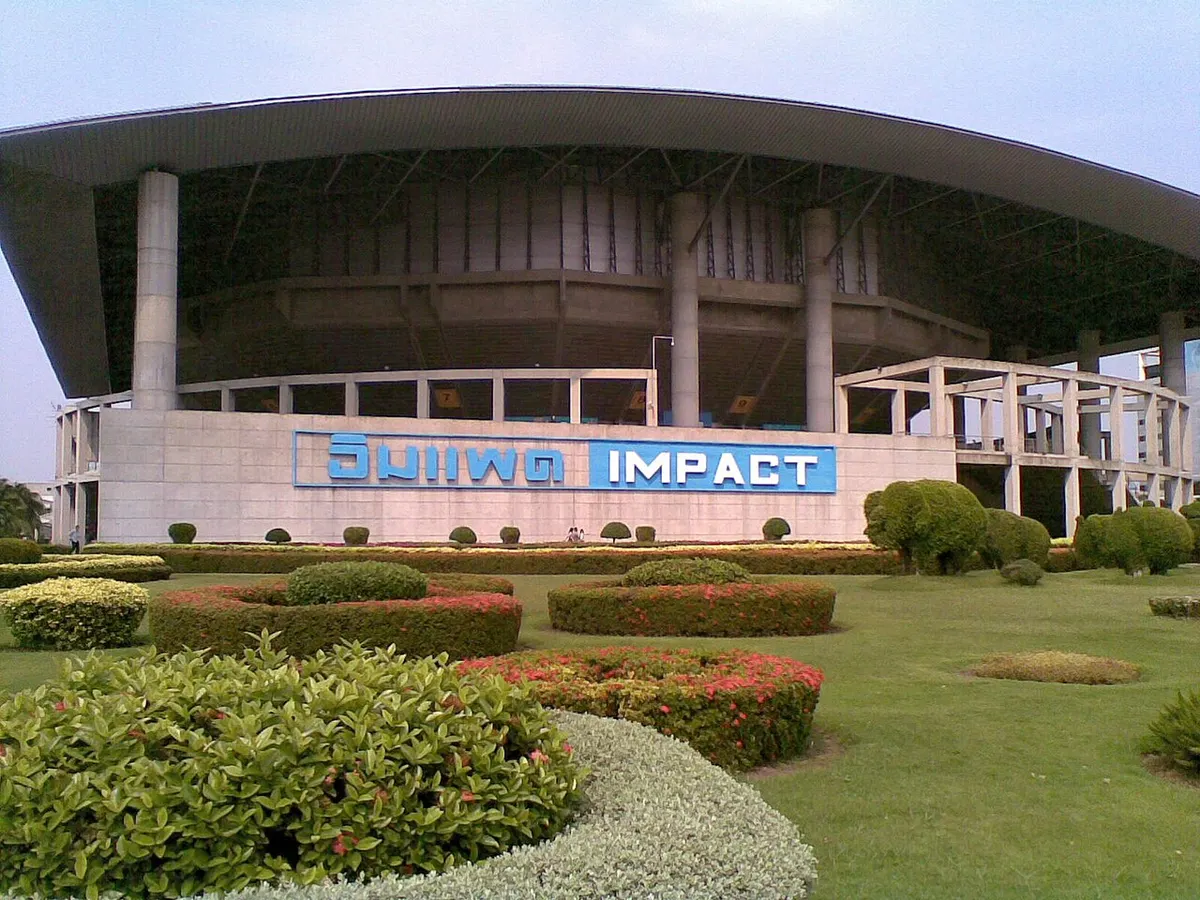 The exterior of IMPACT Arena at Muang Thong Thani, Nonthaburi