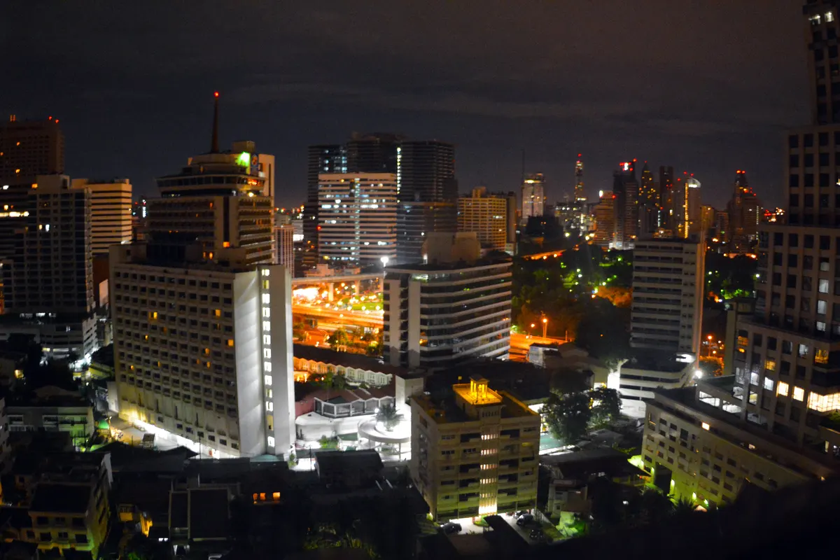 Silom and Sala Daeng lit up at night