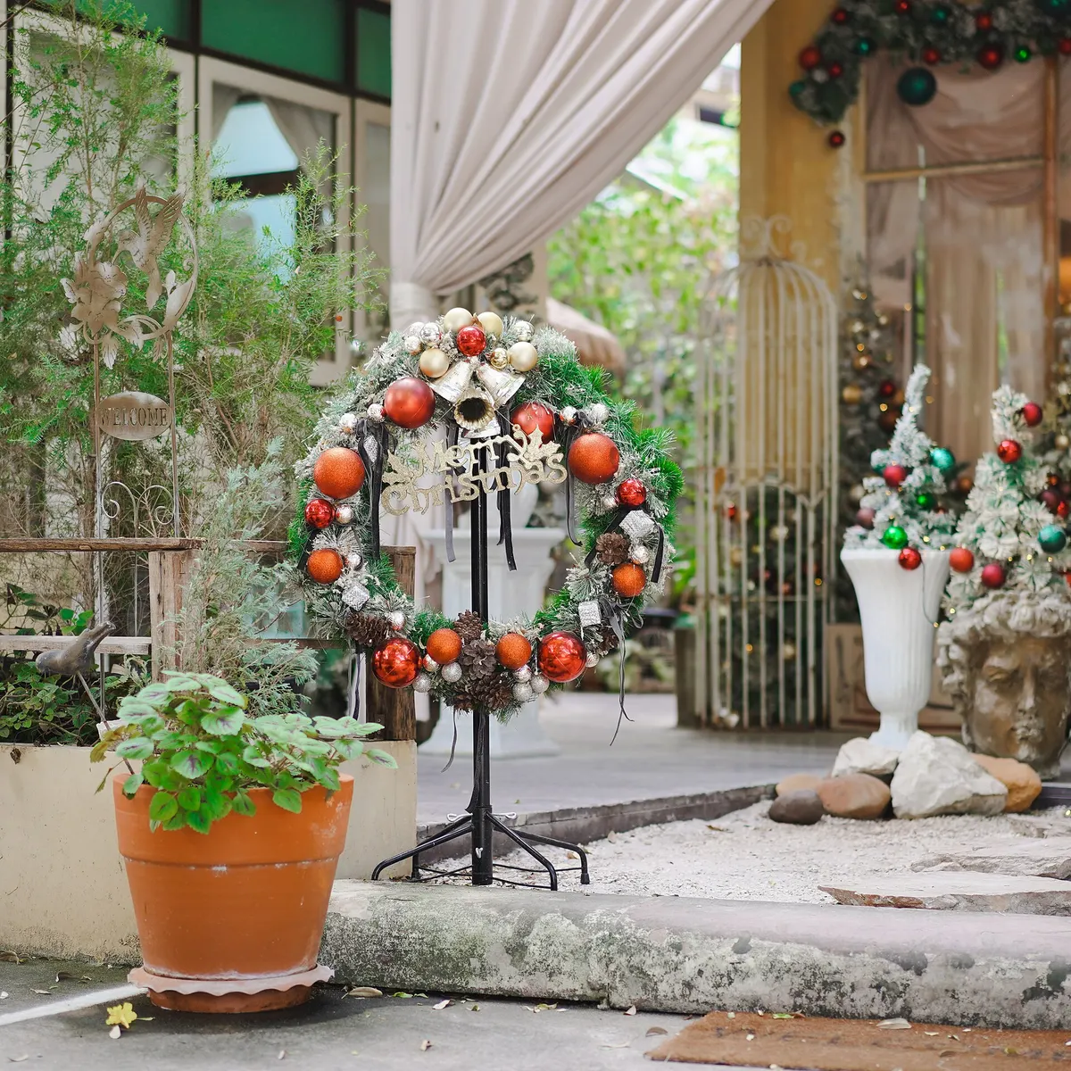 Christmas decorations in a Bangkok shopping area in December