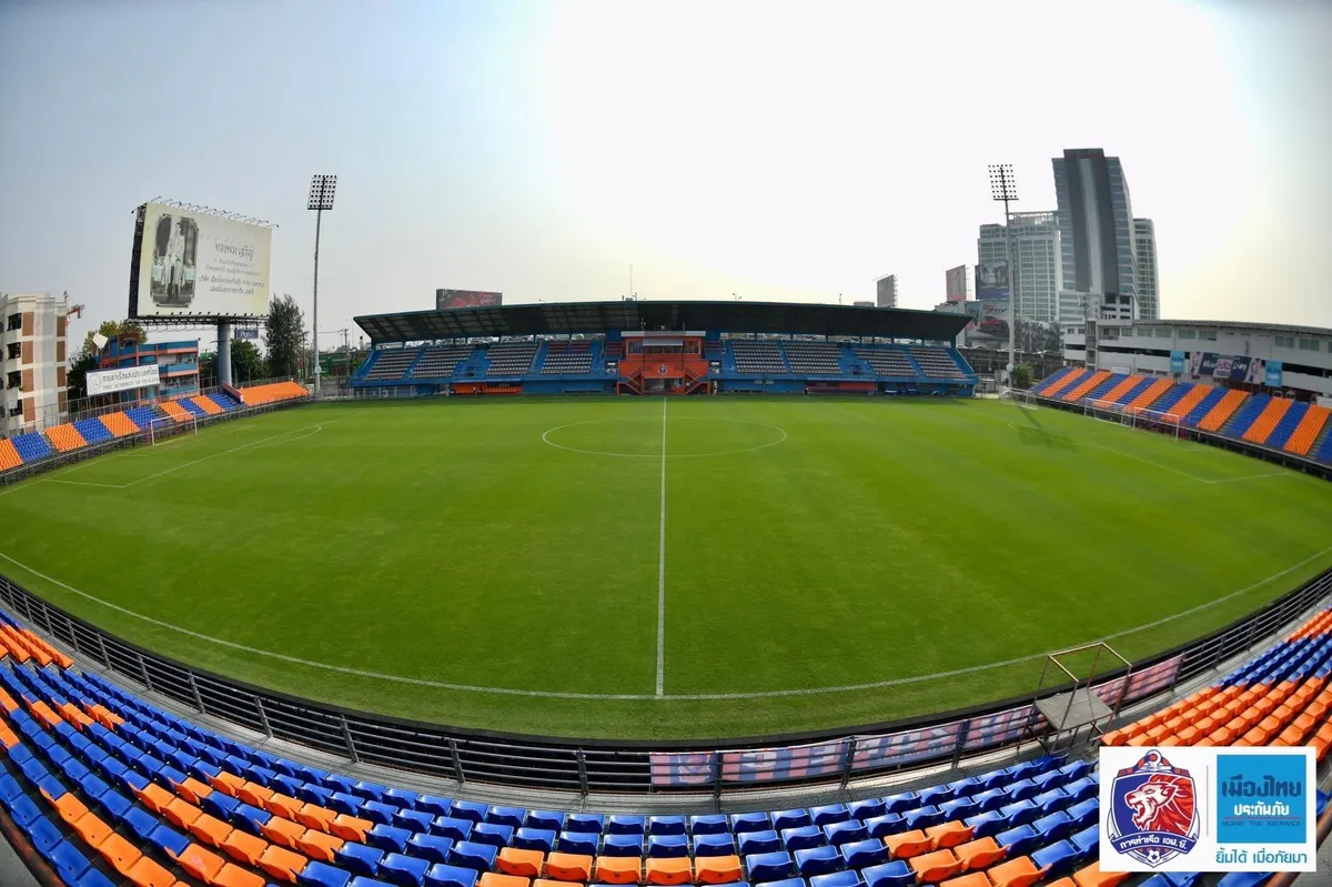 Seats and pitch at PAT Stadium in Khlong Toei, home of Port FC